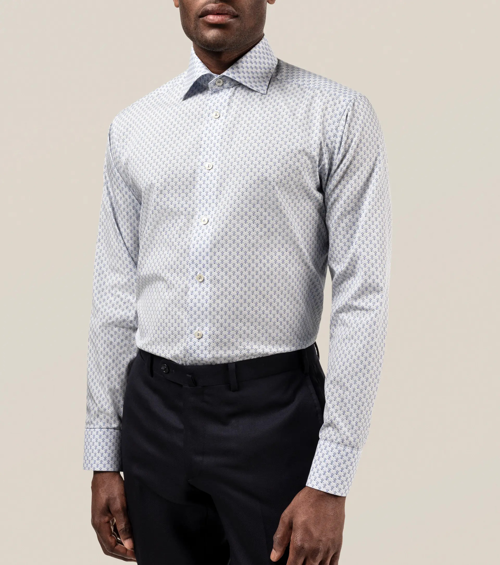 Eton Blue medallion poplin shirt