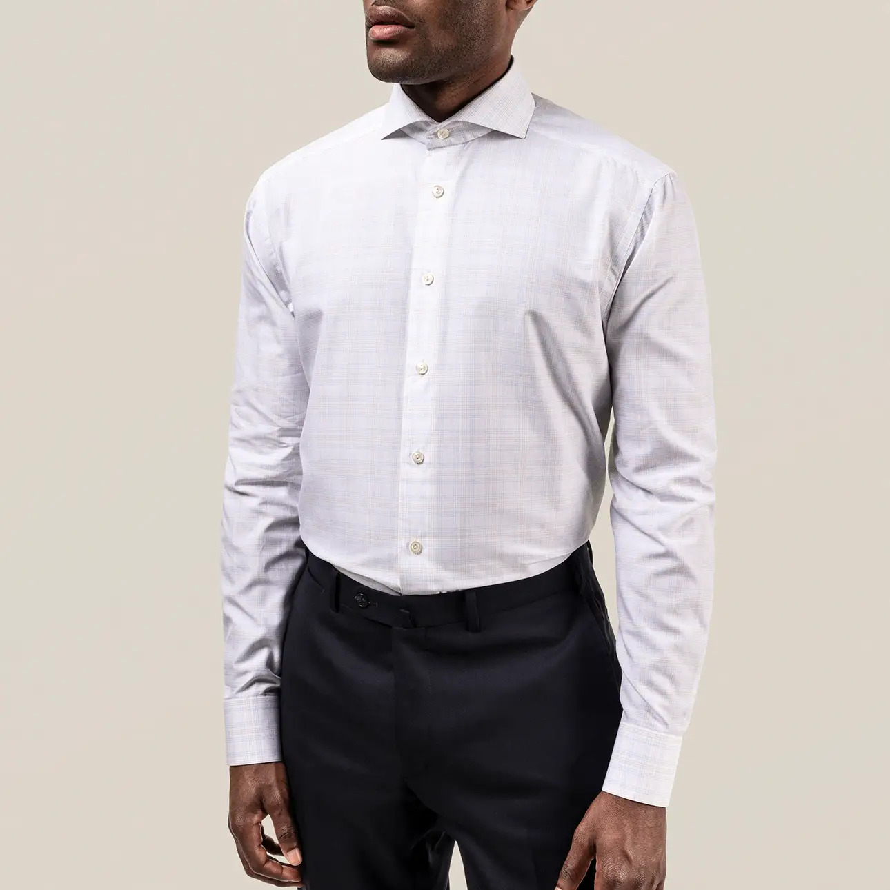 Eton cotton-tencel overcheck shirt